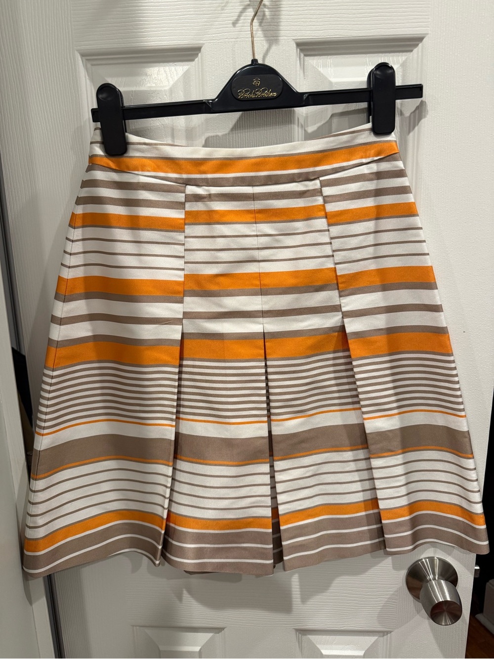 Les Copains Striped Circle Skirt in Orange, Cream & Tan